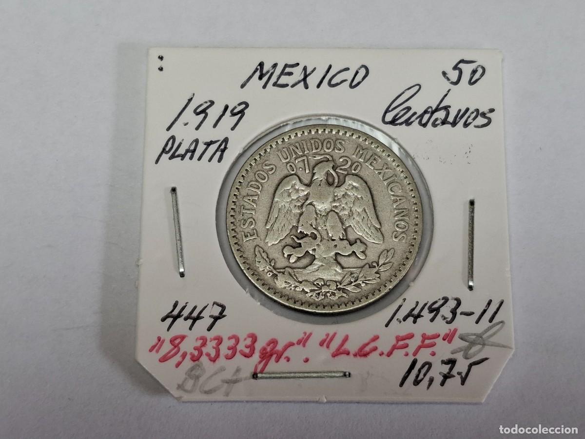 Monedas antiguas de Am&eacute;rica: 50 CENTAVOS de PLATA de 1919 KM 447 MEXICO en BC+