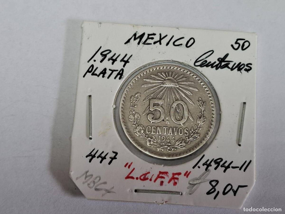 Monedas antiguas de Am&eacute;rica: 50 CENTAVOS de PLATA de 1944 KM 447 MEXICO en MBC+