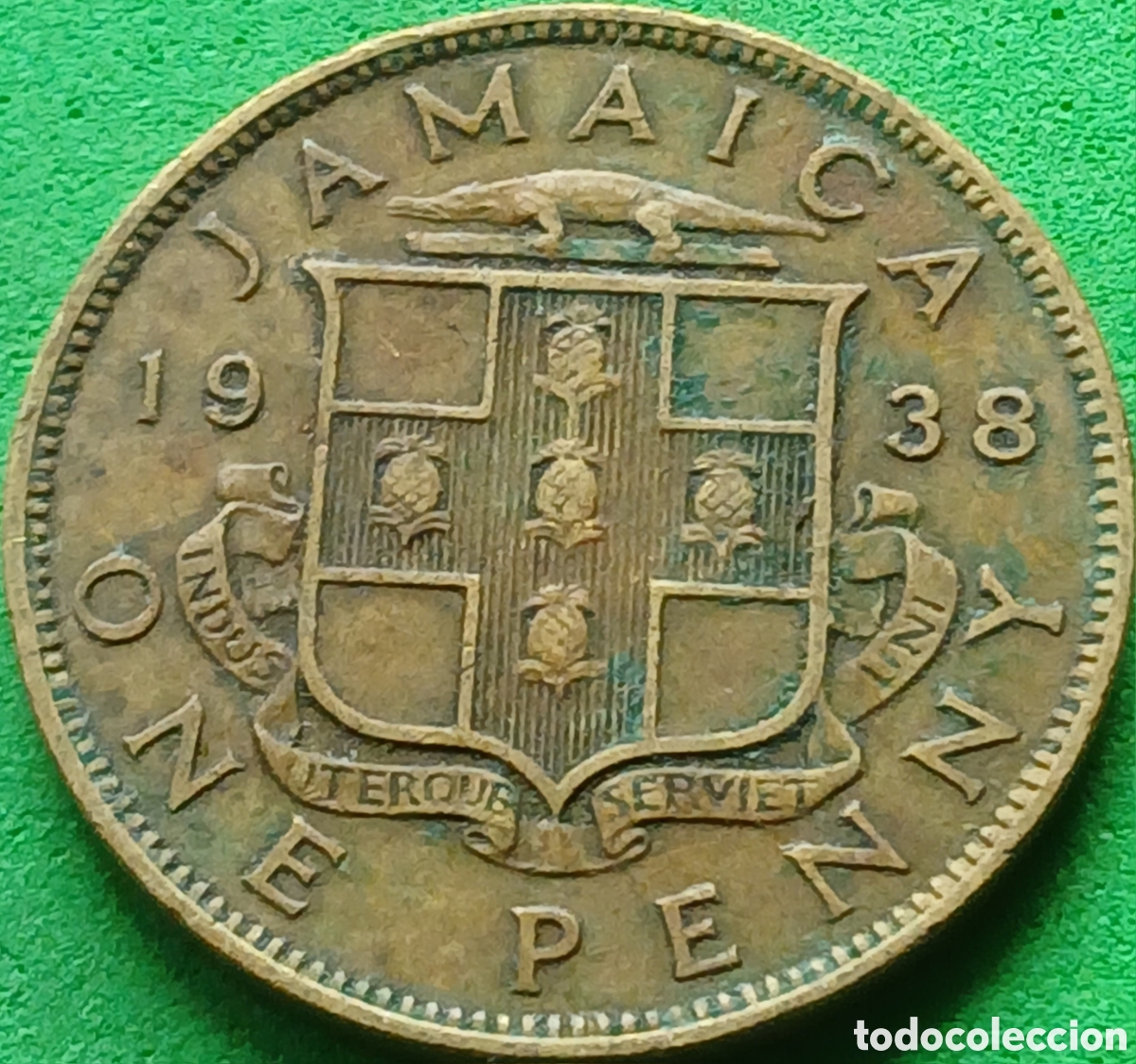 Monedas antiguas de Am&eacute;rica: Jamaica one penny 1938 km#32