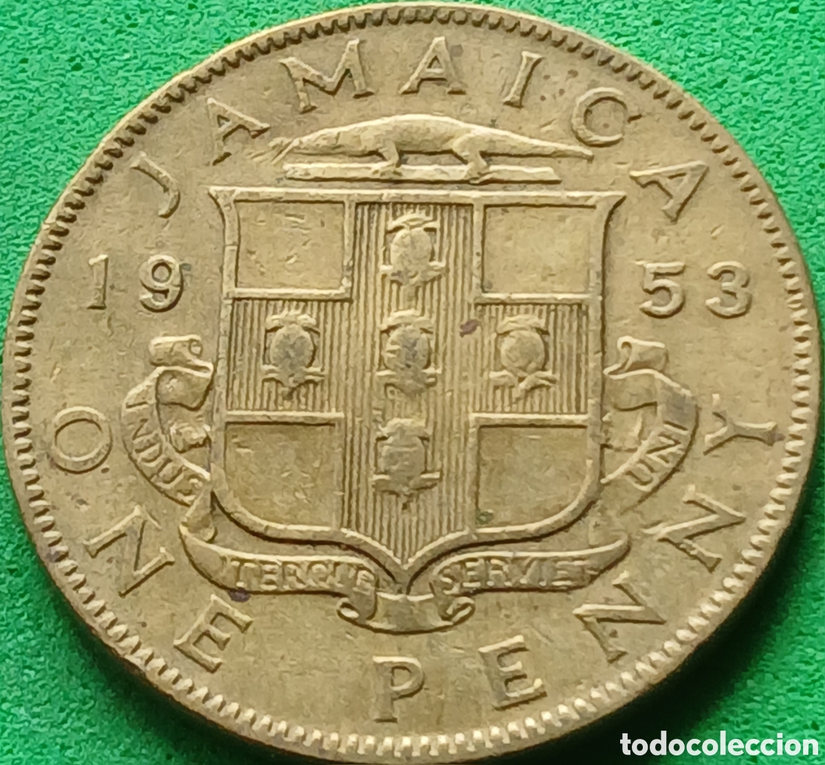 Monedas antiguas de Am&eacute;rica: Jamaica one penny 1953 km#37
