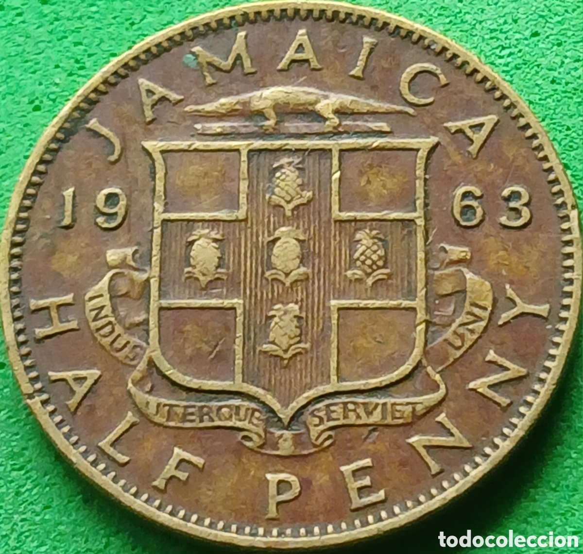 Monedas antiguas de Am&eacute;rica: Jamaica half penny 1963 km#36