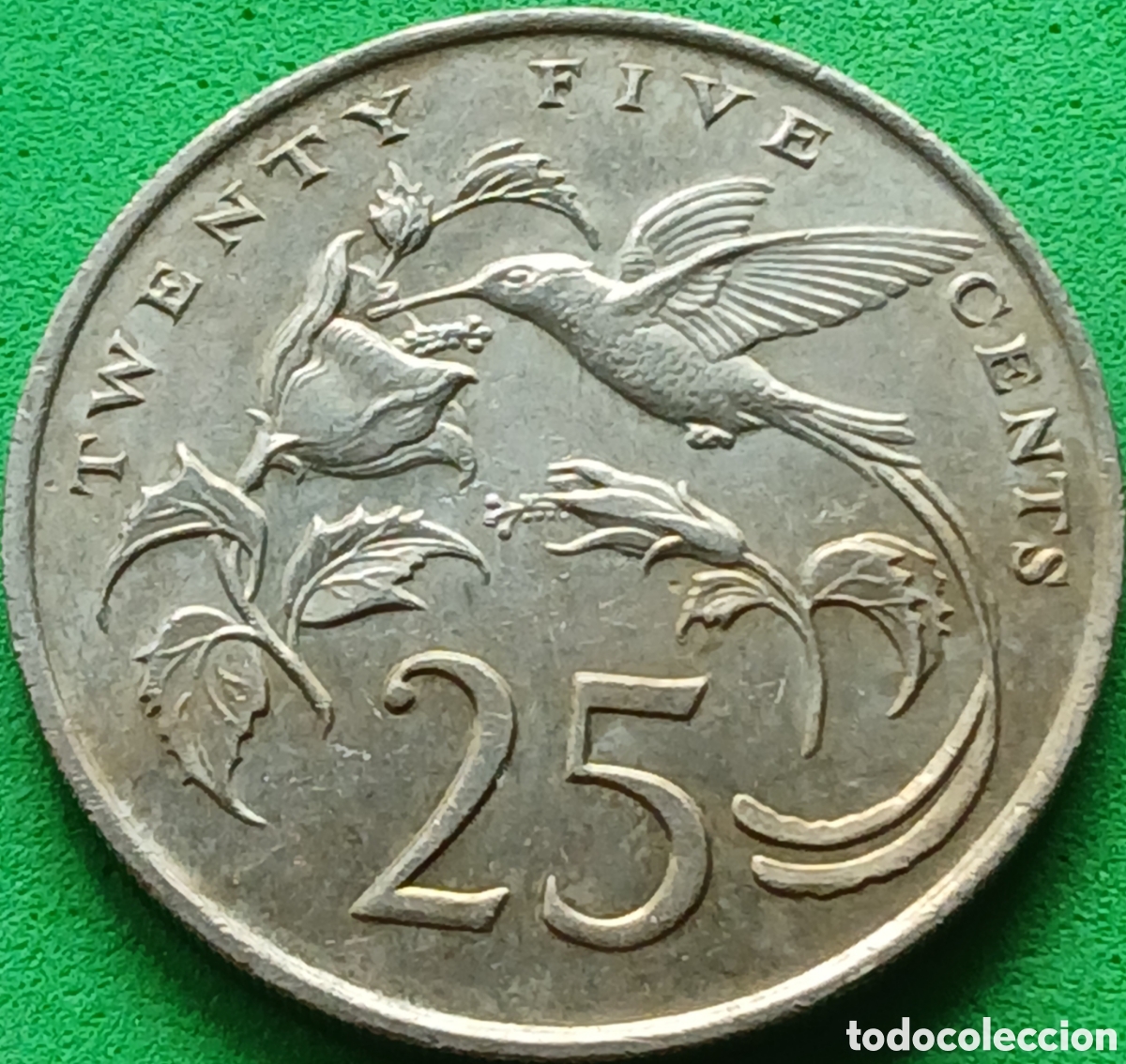 Monedas antiguas de Am&eacute;rica: Jamaica 25 cents 1986 km#49 poco com&uacute;n!!!