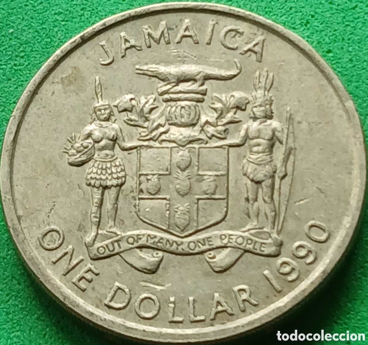 Monedas antiguas de Am&eacute;rica: Jamaica 1 d&oacute;lar 1990 km#145 poco com&uacute;n