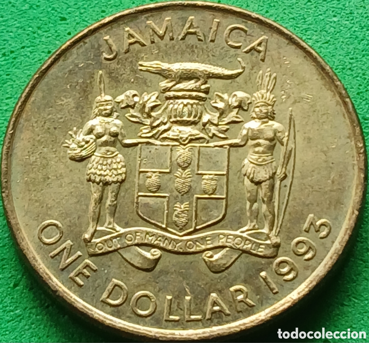 Monedas antiguas de Am&eacute;rica: Jamaica 1 d&oacute;lar 1993 km#145a / magn&eacute;tica