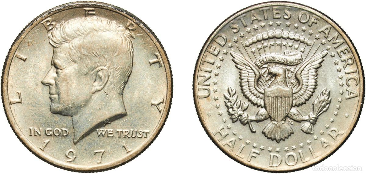 Monedas antiguas de Am&eacute;rica: United States Federal republic 1971 &frac12; Dollar &rdquo;Kennedy Half Dollar&rdquo; Copper-nickel clad copper (91.67