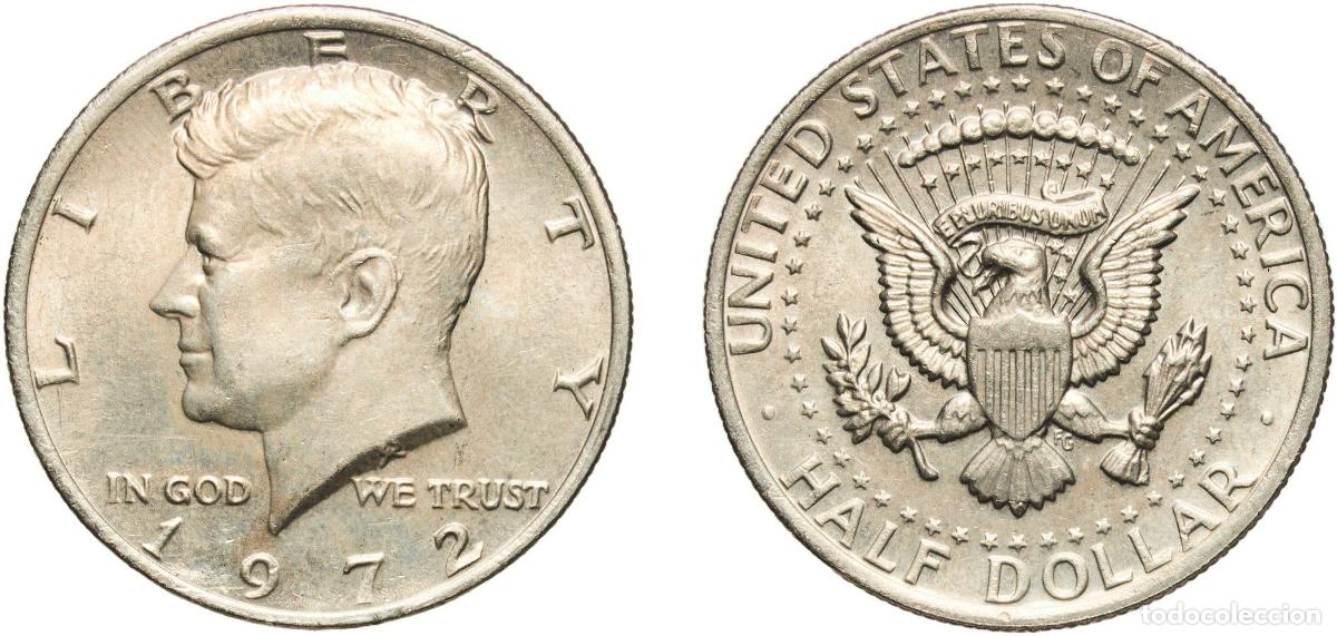 Monedas antiguas de Am&eacute;rica: United States Federal republic 1972 &frac12; Dollar &rdquo;Kennedy Half Dollar&rdquo; Copper-nickel clad copper (91.67