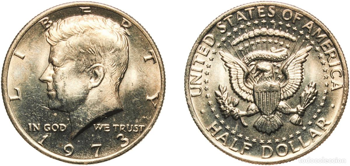Monedas antiguas de Am&eacute;rica: United States Federal republic 1973 &frac12; Dollar &rdquo;Kennedy Half Dollar&rdquo; Copper-nickel clad copper (91.67