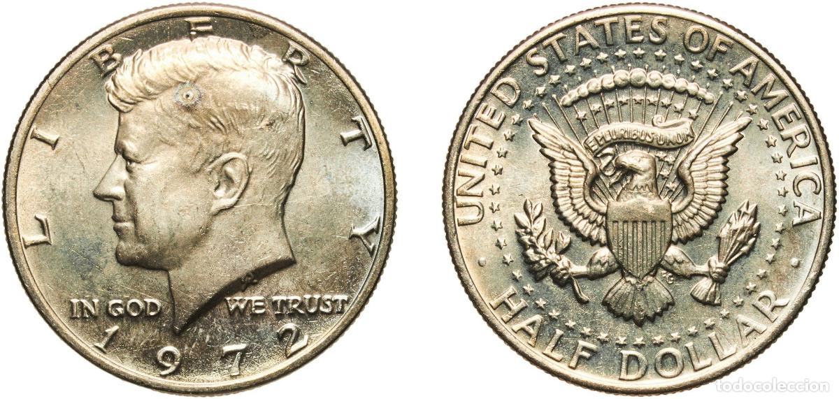 Monedas antiguas de Am&eacute;rica: United States Federal republic 1972 &frac12; Dollar &rdquo;Kennedy Half Dollar&rdquo; Copper-nickel clad copper (91.67