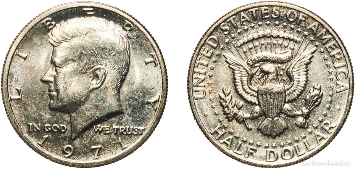 Monedas antiguas de Am&eacute;rica: United States Federal republic 1971 &frac12; Dollar &rdquo;Kennedy Half Dollar&rdquo; Copper-nickel clad copper (91.67