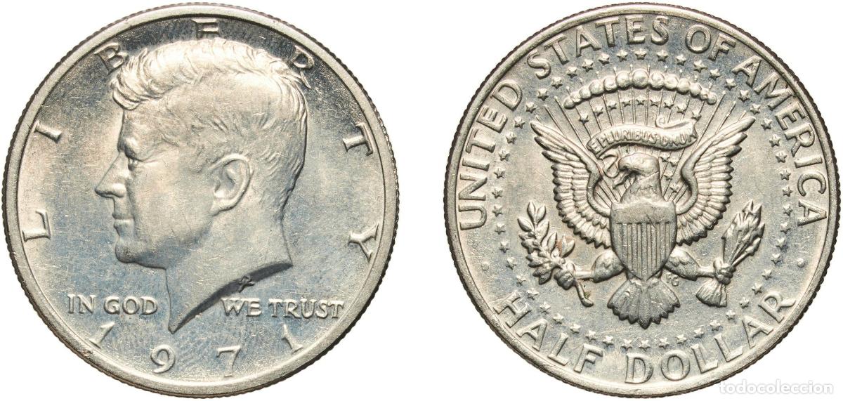 Monedas antiguas de Am&eacute;rica: United States Federal republic 1971 &frac12; Dollar &rdquo;Kennedy Half Dollar&rdquo; Copper-nickel clad copper (91.67