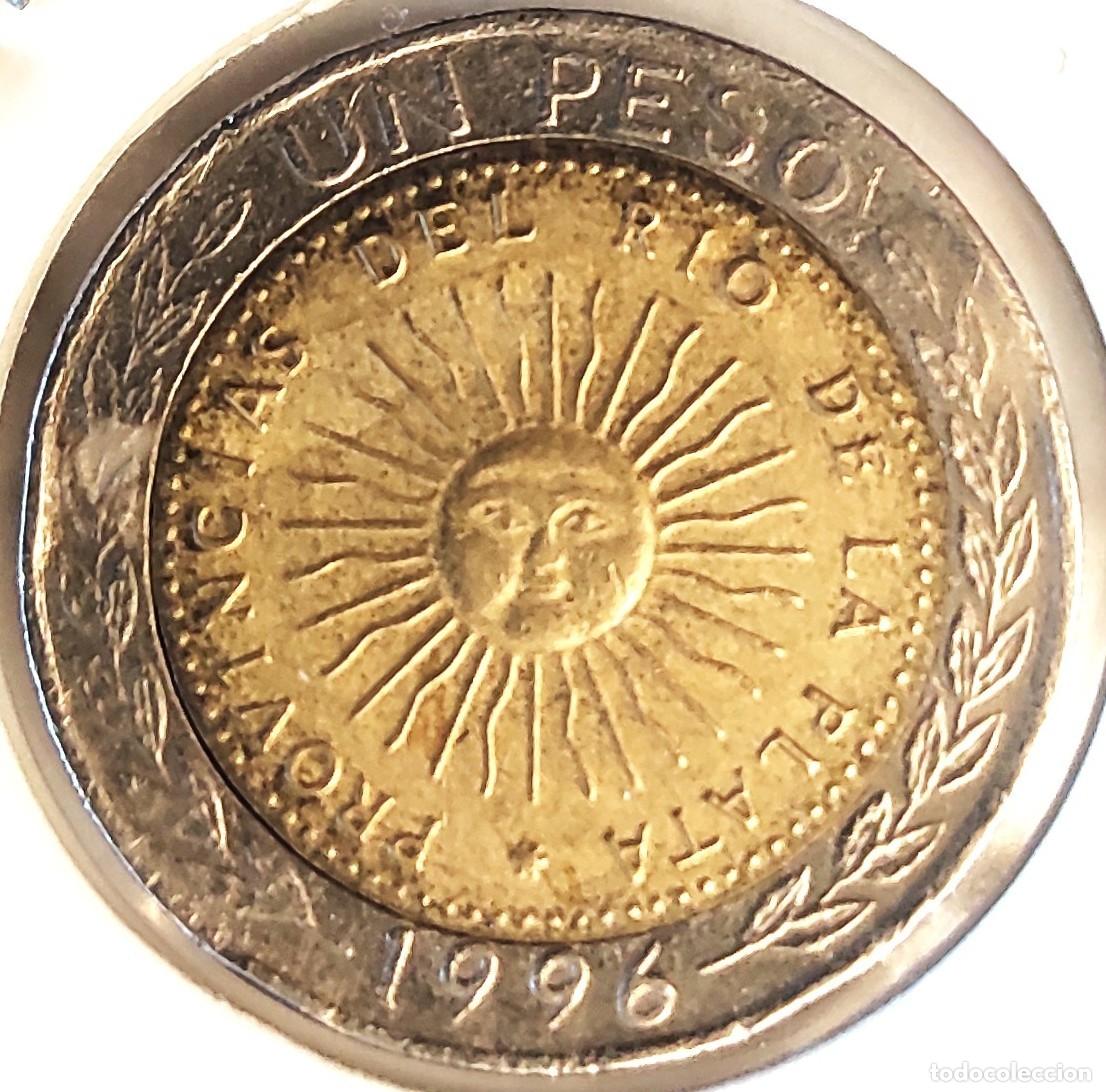Monedas antiguas de Am&eacute;rica: ARGENTINA (1992-) - 1 PESO 1996 - PESO - B - 6,35 GR. BIMETALICA BRONCE DE ALUMINIO Y ARO CUPRONIQUE