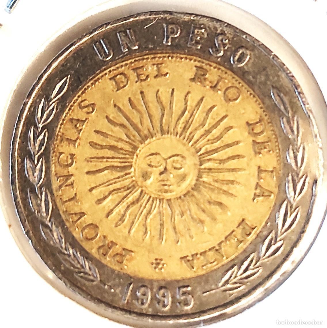 Monedas antiguas de Am&eacute;rica: ARGENTINA (1992-) - 1 PESO 1995 - PESO - B - 6,35 GR. BIMETALICA BRONCE DE ALUMINIO Y ARO CUPRONIQUE