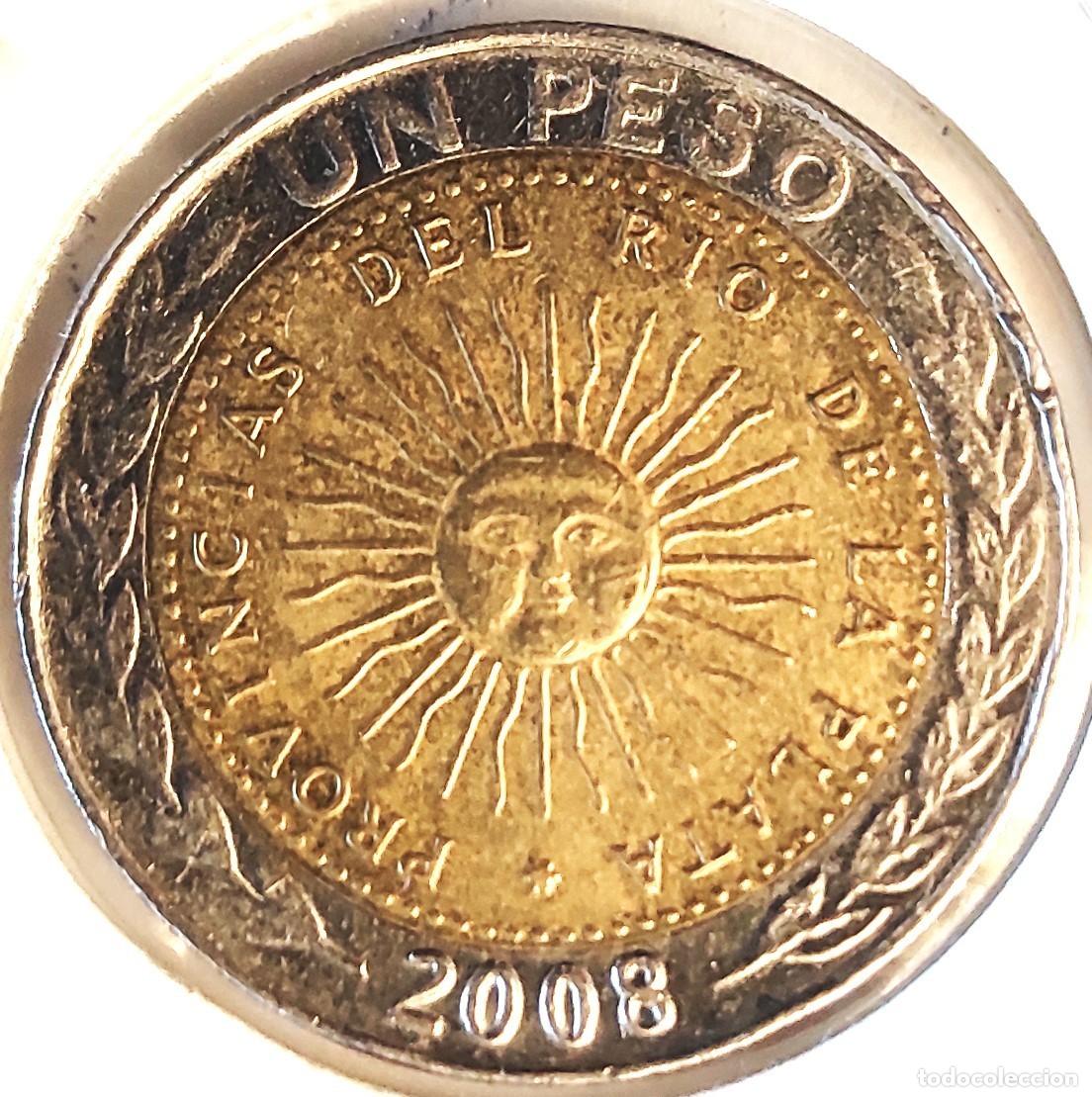 Monedas antiguas de Am&eacute;rica: ARGENTINA (1992-) - 1 PESO 2008 - PESO - B - 6,35 GR. BIMETALICA BRONCE DE ALUMINIO Y ARO CUPRONIQUE