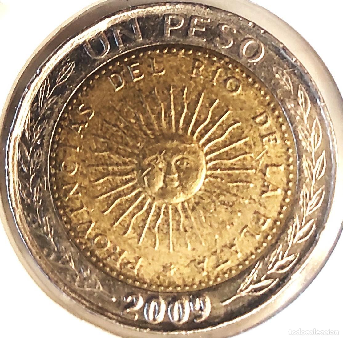 Monedas antiguas de Am&eacute;rica: ARGENTINA (1992-) - 1 PESO 2009 - PESO - B - 6,35 GR. BIMETALICA BRONCE DE ALUMINIO Y ARO CUPRONIQUE