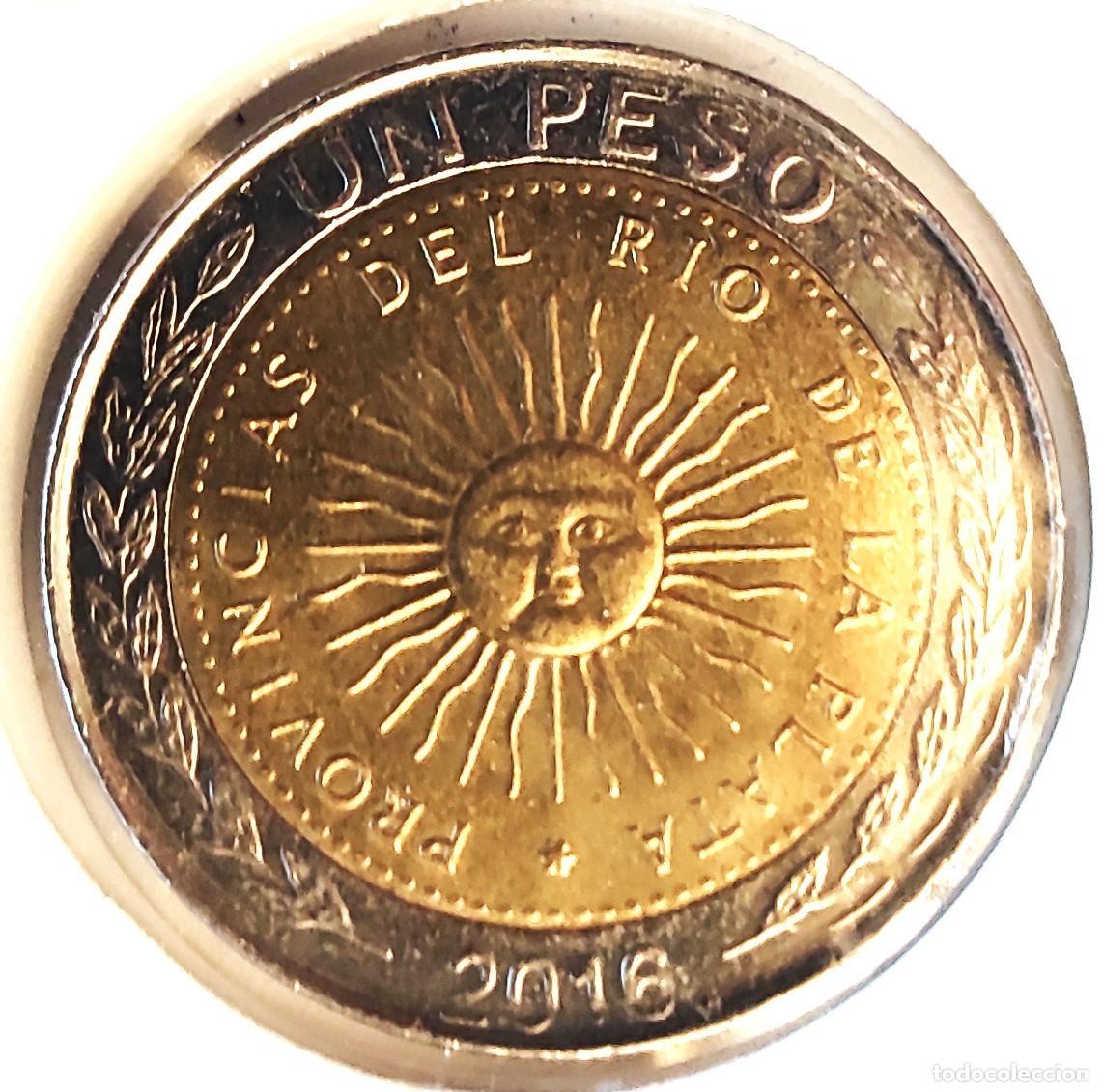Monedas antiguas de Am&eacute;rica: ARGENTINA (1992-) - 1 PESO 2016 - PESO - C - 6,35 GR. BIMETALICA BRONCE DE ALUMINIO Y ARO CUPRONIQUE