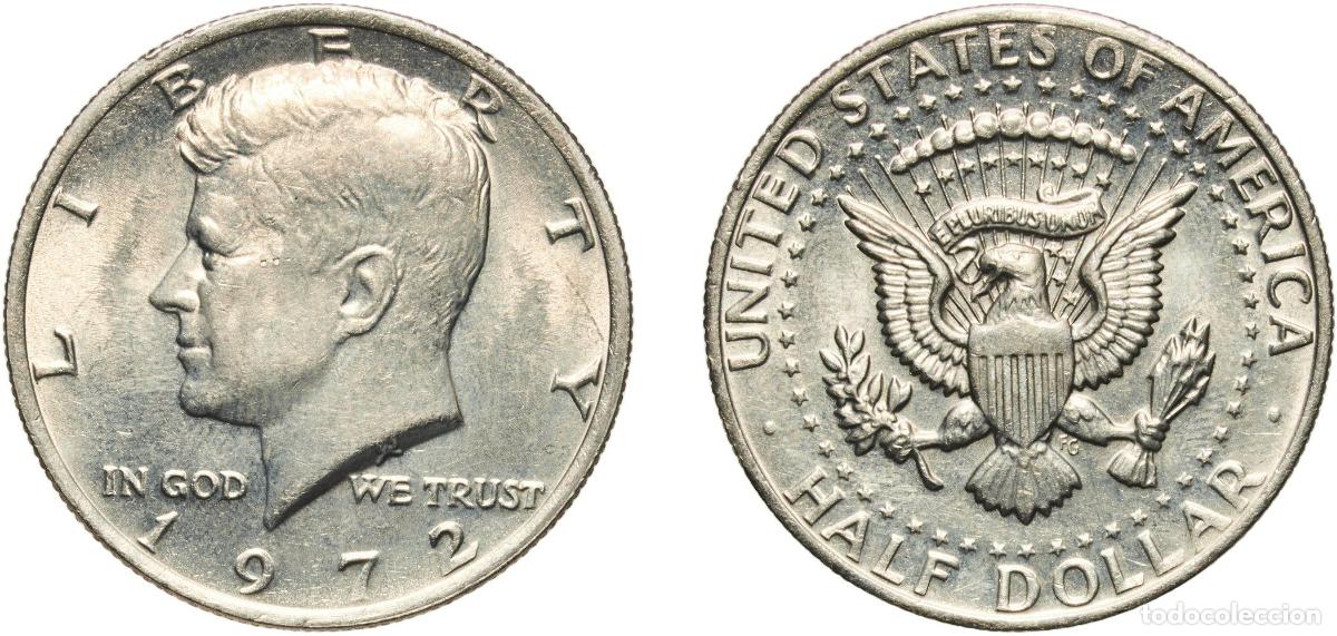 Monedas antiguas de Am&eacute;rica: United States Federal republic 1972 &frac12; Dollar &rdquo;Kennedy Half Dollar&rdquo; Copper-nickel clad copper (91.67