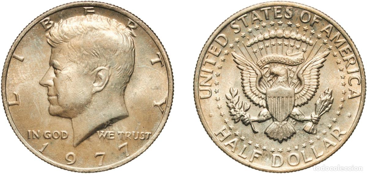 Monedas antiguas de Am&eacute;rica: United States Federal republic 1977 &frac12; Dollar &rdquo;Kennedy Half Dollar&rdquo; Copper-nickel clad copper (91.67