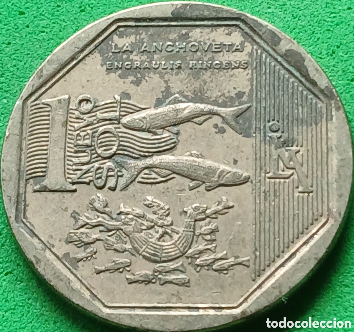Monedas antiguas de Am&eacute;rica: Per&uacute; 1 nuevo sol 2013 km#374 Anchoveta peruana