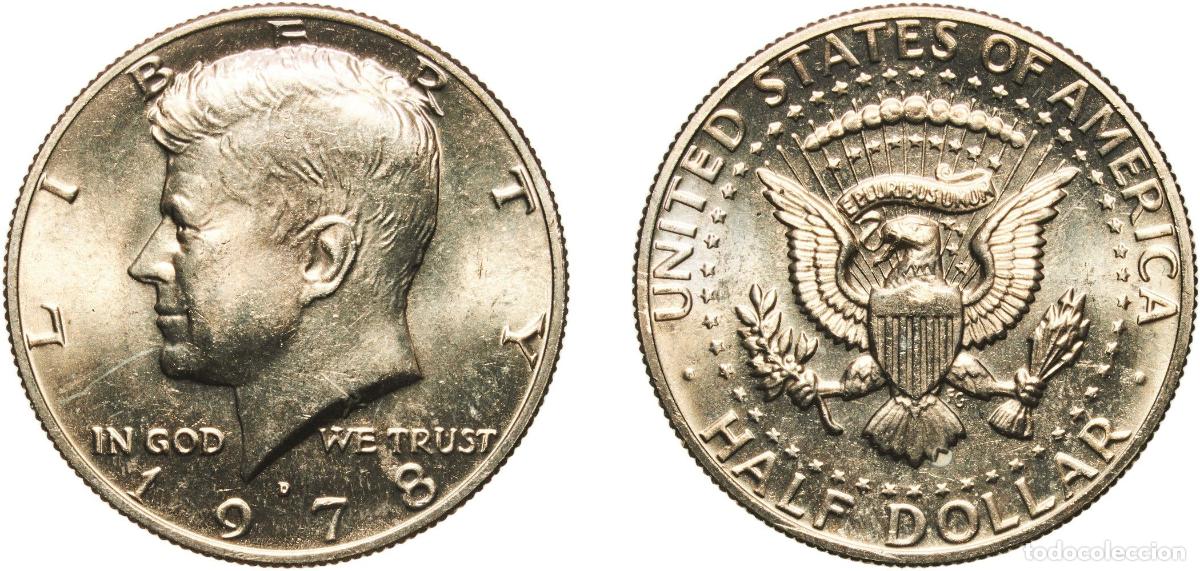 Monedas antiguas de Am&eacute;rica: United States Federal republic 1978 D &frac12; Dollar &rdquo;Kennedy Half Dollar&rdquo; Copper-nickel clad copper (91.