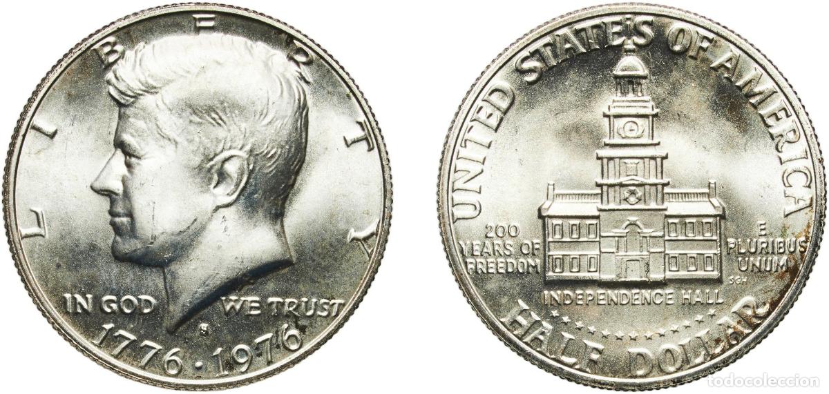 Monedas antiguas de Am&eacute;rica: United States Federal republic 1976 S &frac12; Dollar &rdquo;Kennedy Half Dollar&rdquo; (Bicentennial, Silver Issue) B