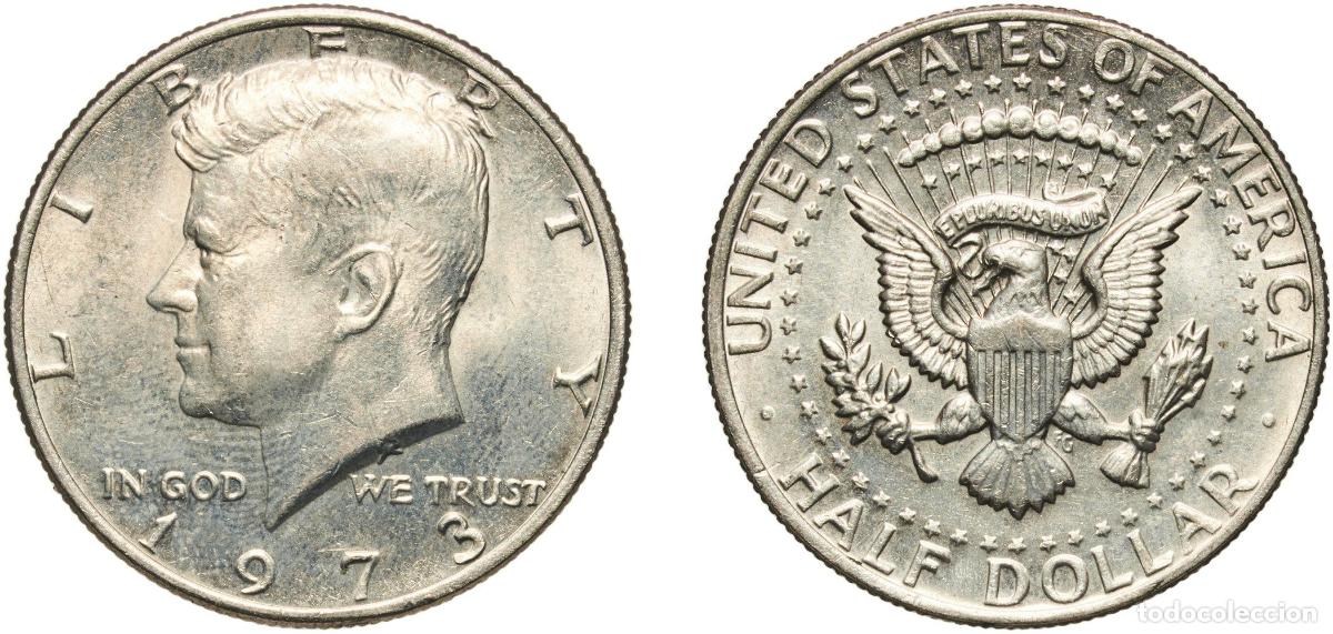 Monedas antiguas de Am&eacute;rica: United States Federal republic 1973 &frac12; Dollar &rdquo;Kennedy Half Dollar&rdquo; Copper-nickel clad copper (91.67