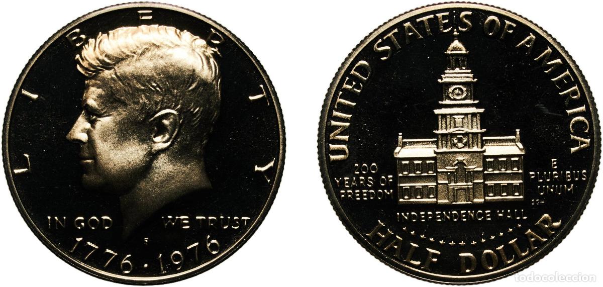 Monedas antiguas de Am&eacute;rica: United States Federal republic 1976 S &frac12; Dollar &rdquo;Kennedy Half Dollar&rdquo; (Bicentennial) Copper-nickel c