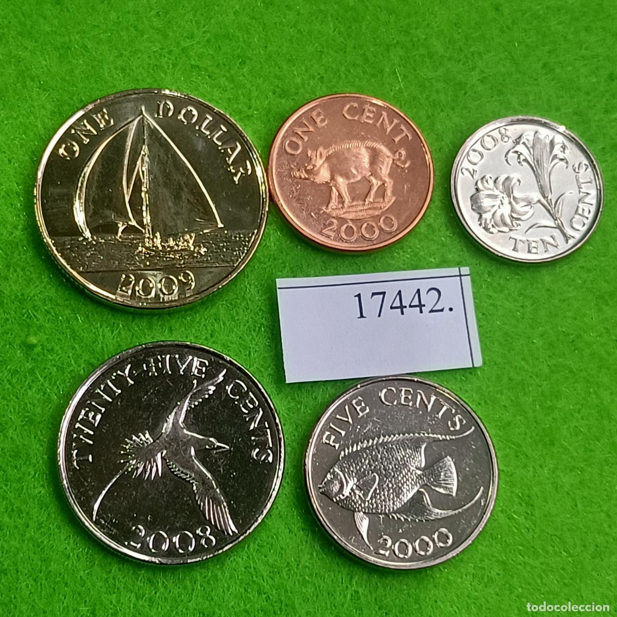 Monedas antiguas de Am&eacute;rica: Bermuda LOTE DE 5 MONEDAS , 1, 5, 10, 25 centimos y 1 dolar, 2000-2009, 17442