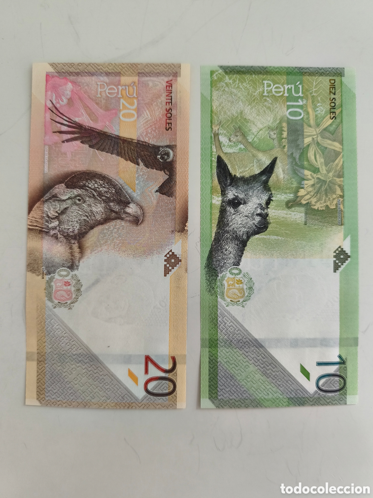 Alte M&uuml;nzen aus Amerika: Lote 2 billetes Per&uacute; animales