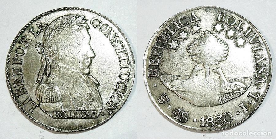 Alte M&uuml;nzen aus Amerika: BOLIVIA - 4 SOLES - 1830.JL - POTOSI - PLATA - E.B.C++