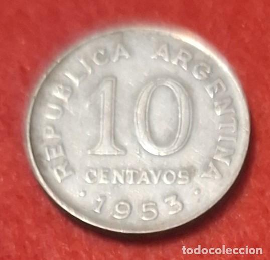 Monedas antiguas de Am&eacute;rica: MONEDA DE ARGENTINA 1953 - 10 CENTAVOS - ACERO NIQUELADO