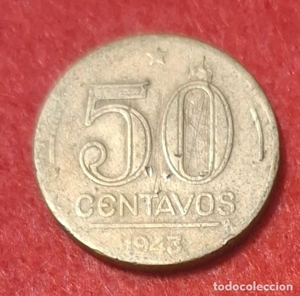 Monedas antiguas de Am&eacute;rica: MONEDA DE BRASIL 1943 - 50 CENTAVOS - ALUMINIO-BRONCE