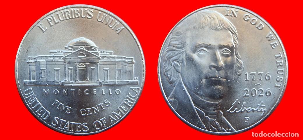 Monedas antiguas de Am&eacute;rica: 5 CENTAVOS 2026-P INDEPENDENCIA SIN CIRCULAR USA-9072SC