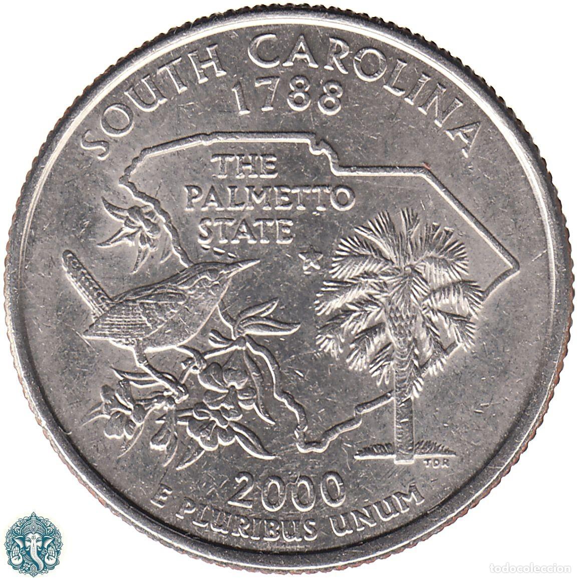 Monedas antiguas de Am&eacute;rica: ESTADOS UNIDOS &frac14; D&oacute;lar Cuarto 2000 Ceca P (Filadelfia) Estado de Carolina del Sur KM#307