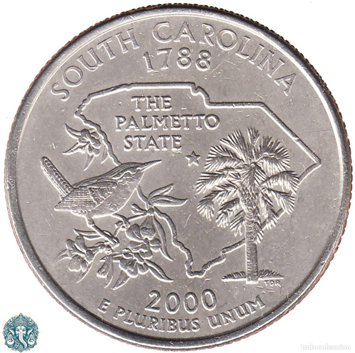 Monedas antiguas de Am&eacute;rica: ESTADOS UNIDOS &frac14; D&oacute;lar Cuarto 2000 Ceca P (Filadelfia) Estado de Carolina del Sur KM#307