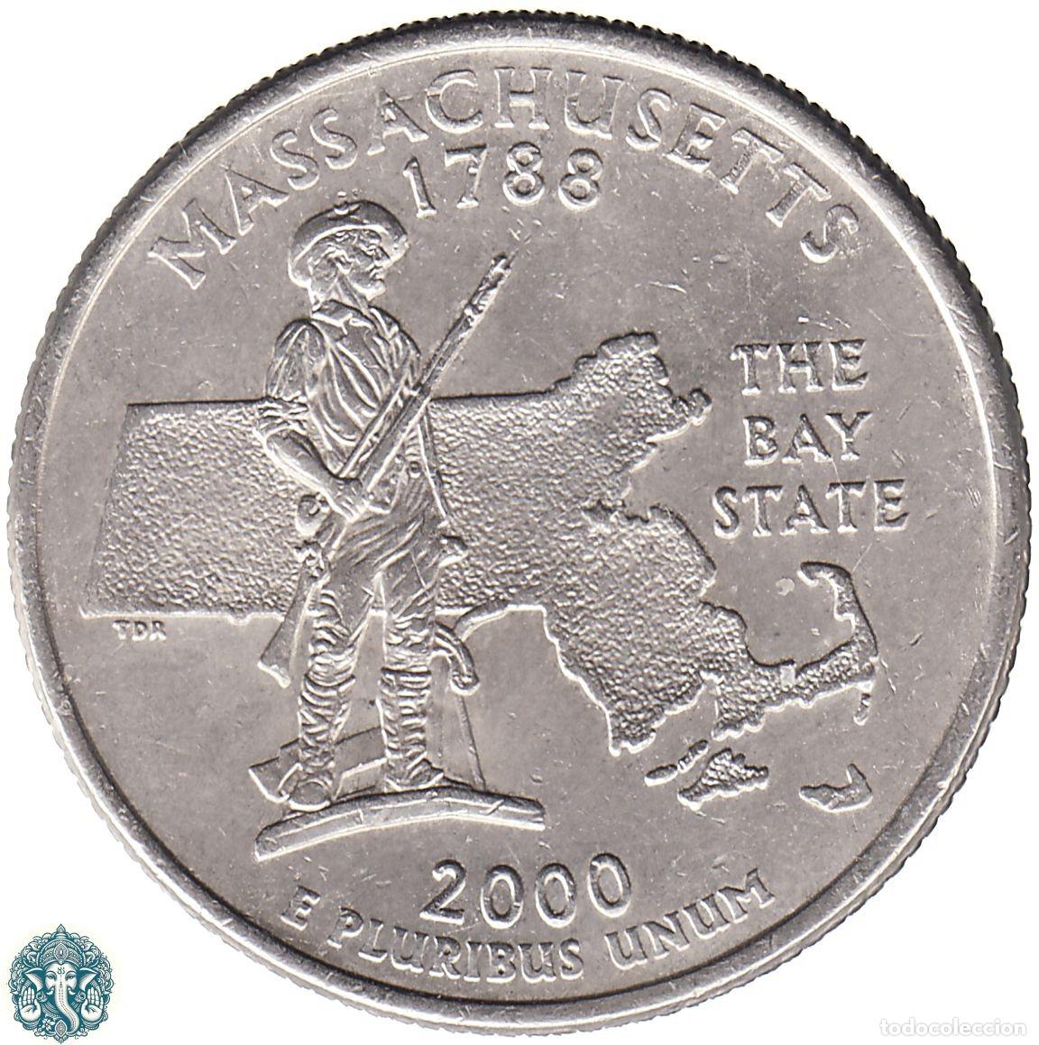 Monedas antiguas de Am&eacute;rica: ESTADOS UNIDOS &frac14; D&oacute;lar Cuarto 2000 Ceca D (Denver) Estado de Massachusetts KM#305