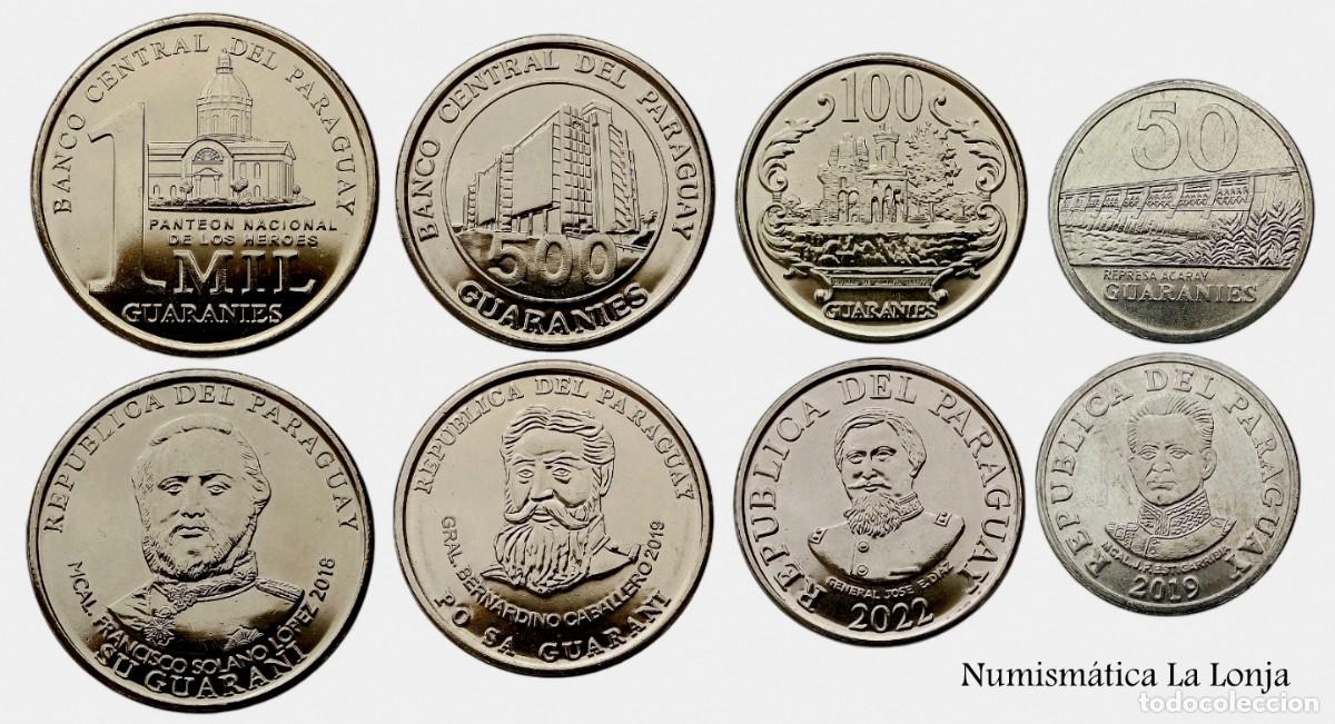 Monedas antiguas de Am&eacute;rica: Paraguay Set 4 Monedas 50 100 500 1000 Guaran&iacute;es 2018-2022 Km 177b-198 Sc Unc