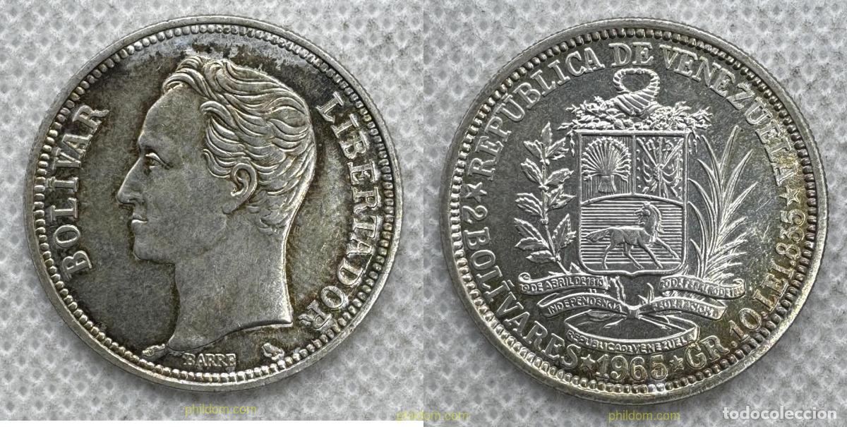 Monedas antiguas de Am&eacute;rica: 5378 VENEZUELA 1965 VENEZUELA 2 BOLIVAR 1965