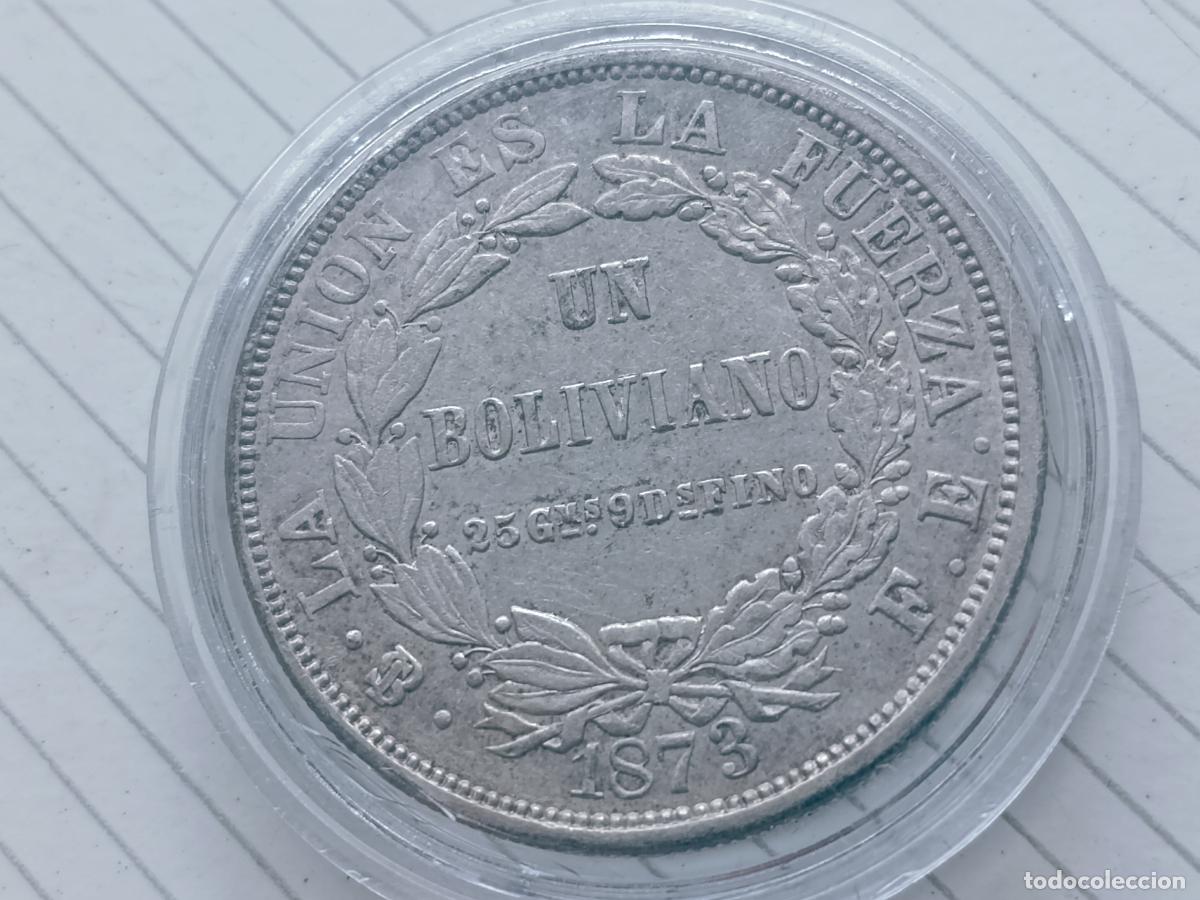 Monedas antiguas de Am&eacute;rica: Bolivia. Un boliviano de plata de 1873, Potos&iacute;