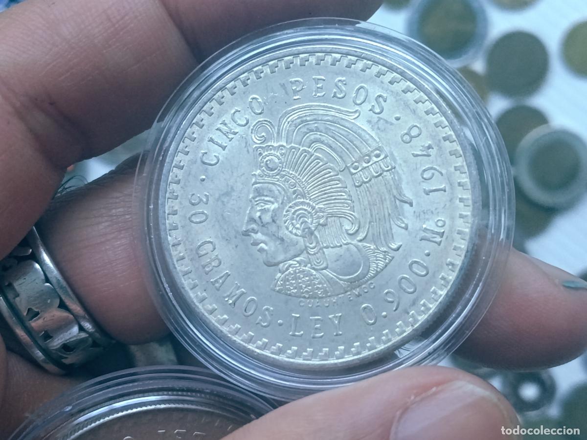 Monedas antiguas de Am&eacute;rica: 5 pesos de plata Mexico 1948 Cuahetemoc, SC