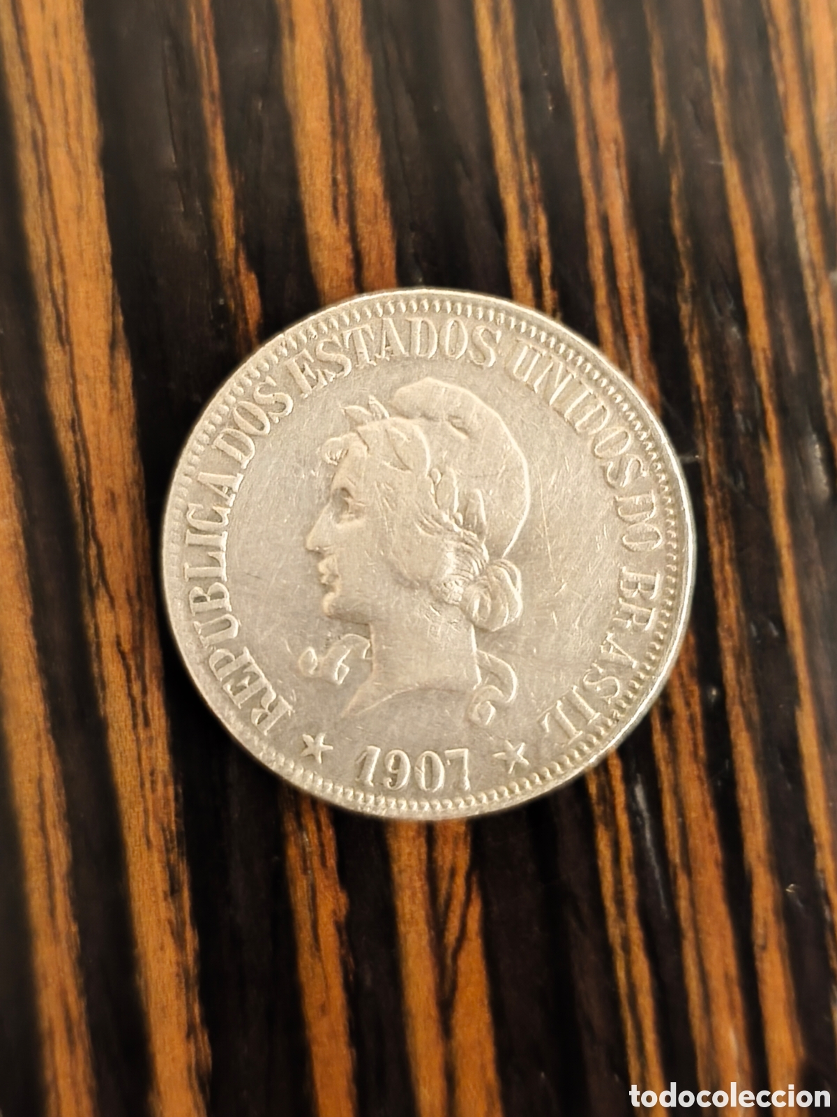 Monedas antiguas de Am&eacute;rica: 1000 reis Brasil 1907 plata 0.900