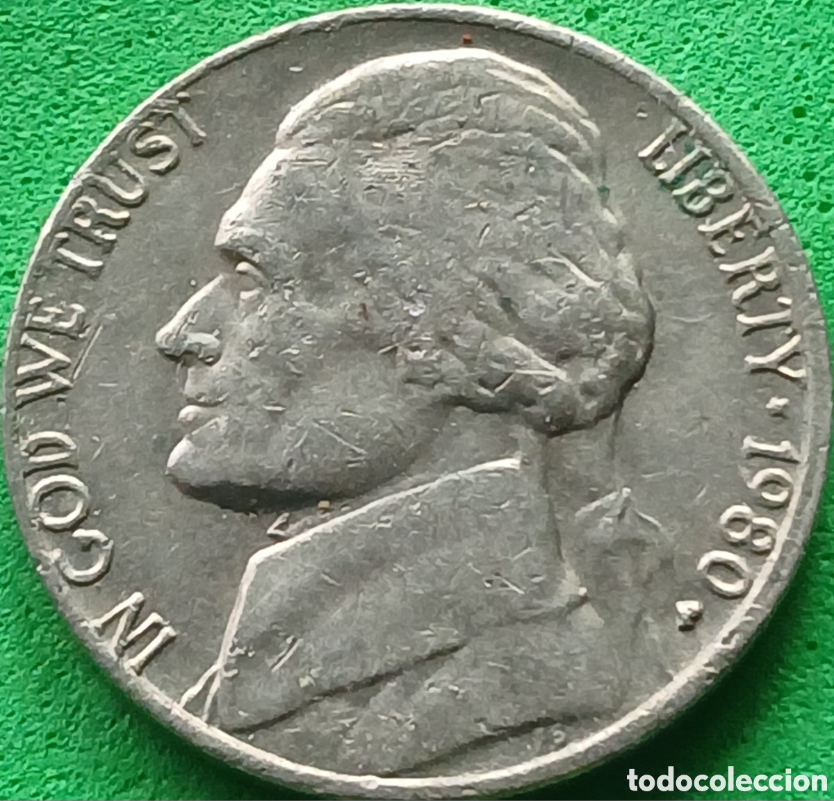 Monedas antiguas de Am&eacute;rica: USA five cents 1980 P km#A192