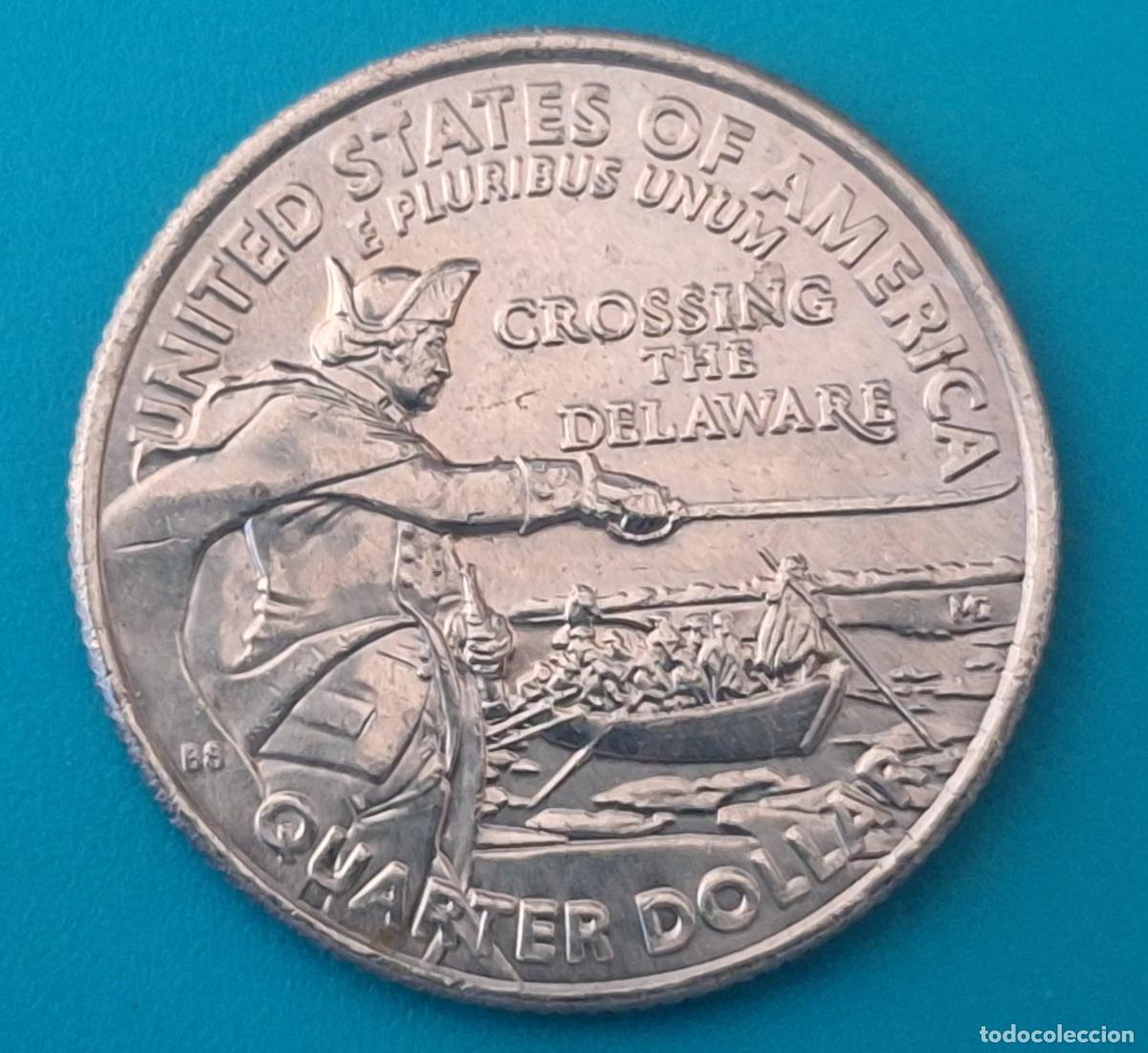 Monedas antiguas de Am&eacute;rica: MONEDA conmemorativa: EEUU. USA. ESTADOS UNIDOS. QUARTER. A&ntilde;o 2021. D. Cruce del r&iacute;o Delaware