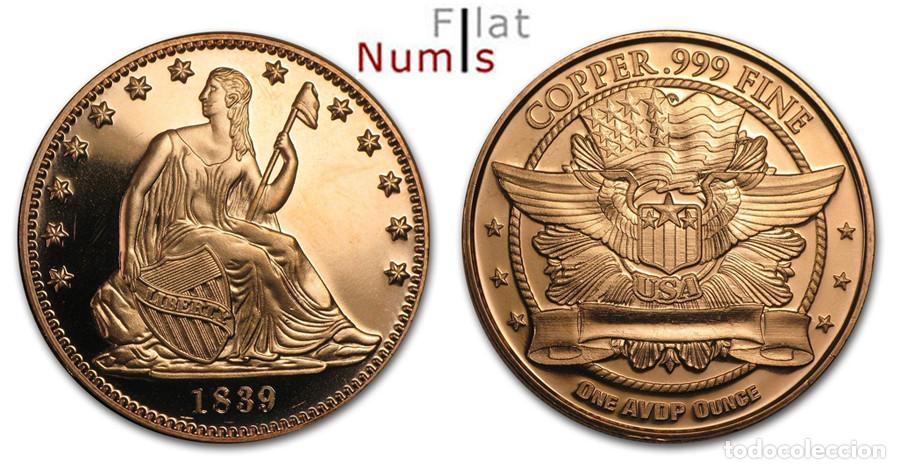 Monedas antiguas de Am&eacute;rica: ESTADOS UNIDOS - ONZA TROY - SEATED LIBERTY - COBRE