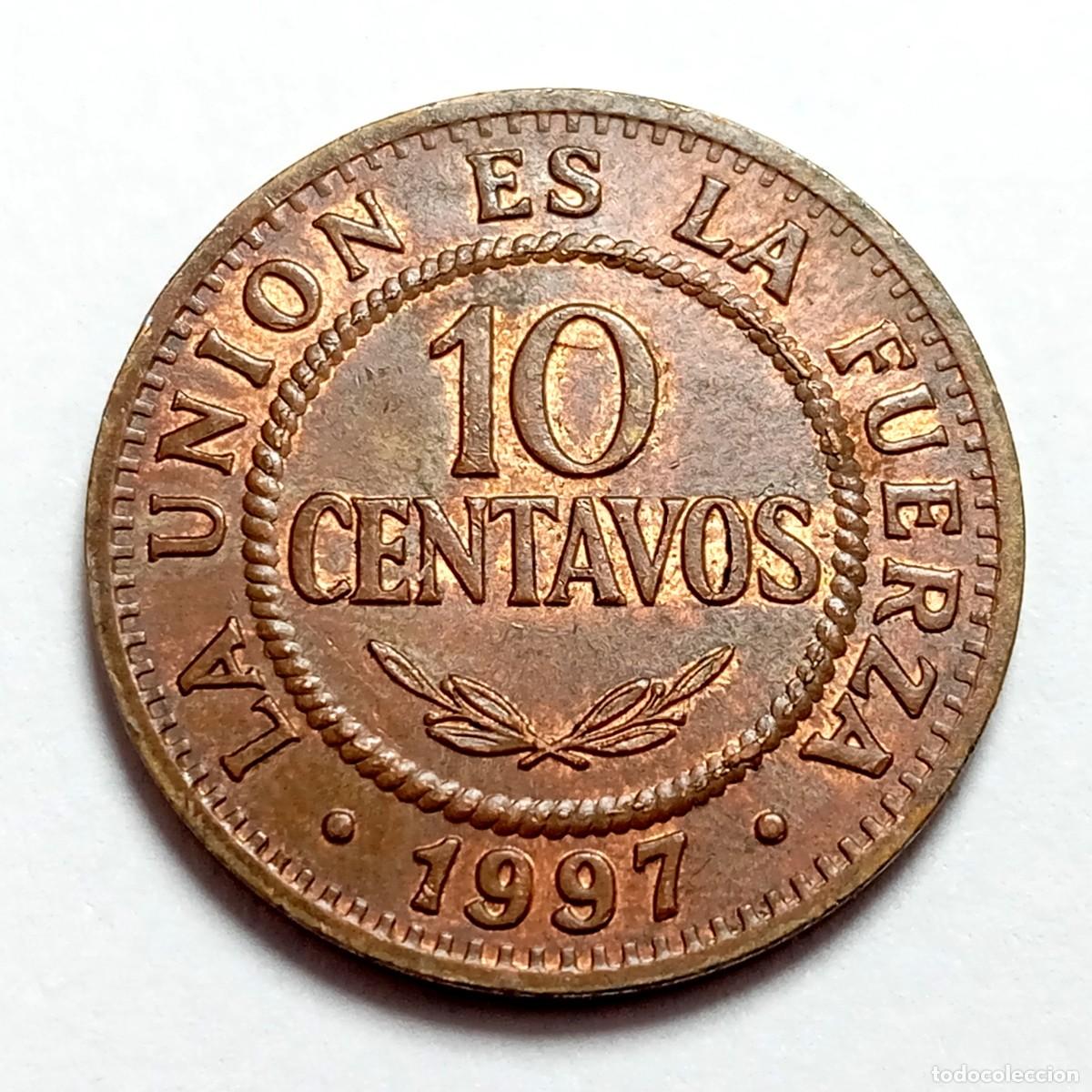 Monedas antiguas de Am&eacute;rica: ⚜️ BBE1 8. Bolivia. 10 centavos 1997