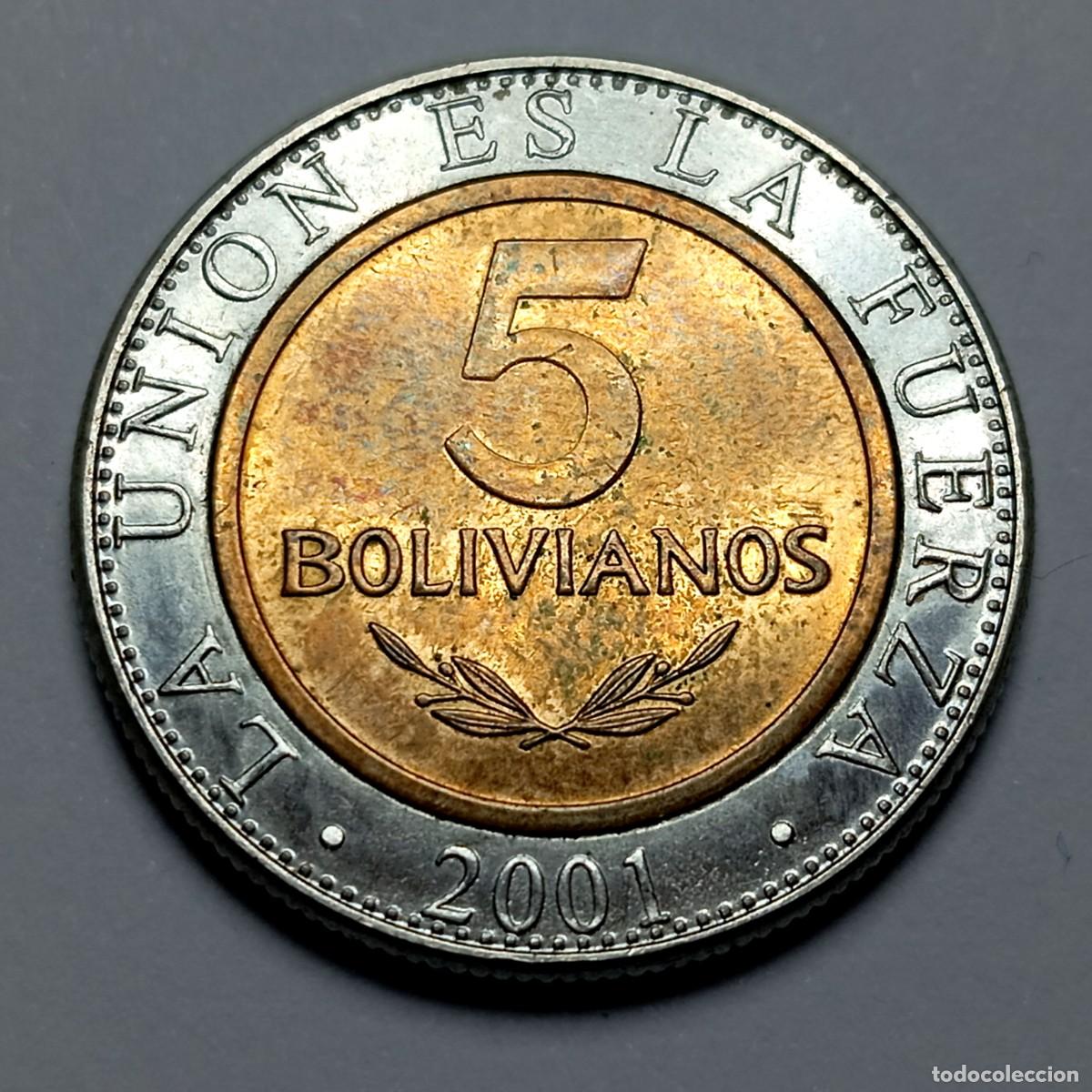 Monedas antiguas de Am&eacute;rica: ⚜️ BBE1 9. Bolivia. 5 bolivianos 2001