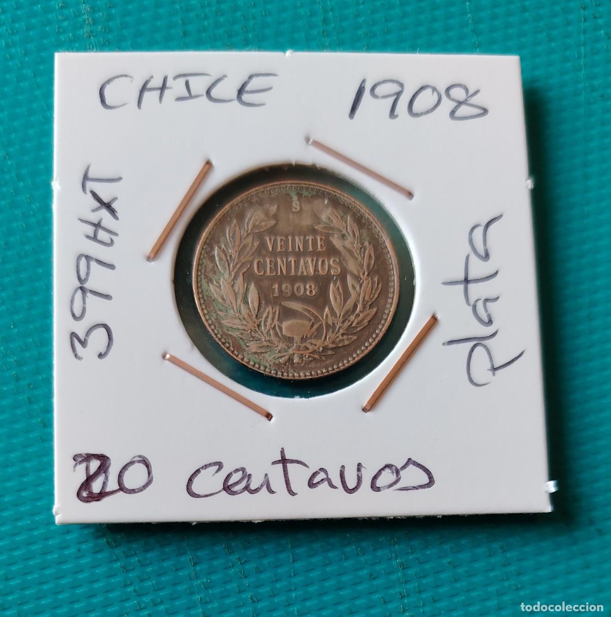 Monedas antiguas de Am&eacute;rica: MONEDA DE CHILE - 20 CENTAVOS DE PLATA - A&Ntilde;O 1908 - 399HXT