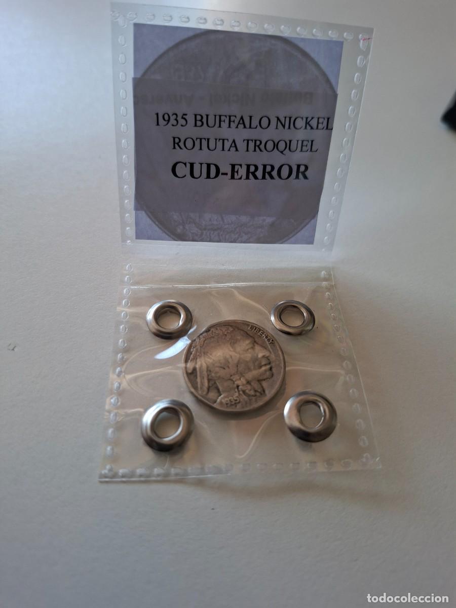 Monedas antiguas de Am&eacute;rica: Cud-Error 1935 buffalo nickel(rotura troquel)