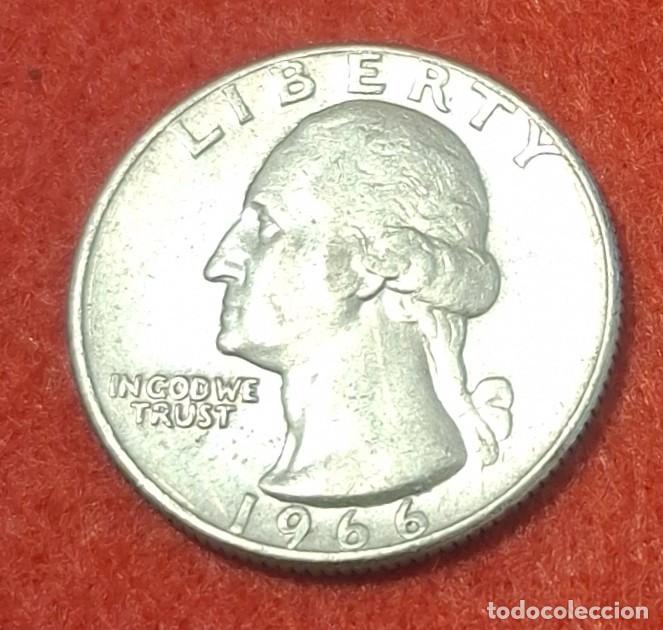 Monedas antiguas de Am&eacute;rica: MONEDA DE ESTADOS UNIDOS 1966 - 1/4 DE D&Oacute;LAR, 25 CENTAVOS - COBRE REVESTIDO DE COBRE-N&Iacute;QUEL