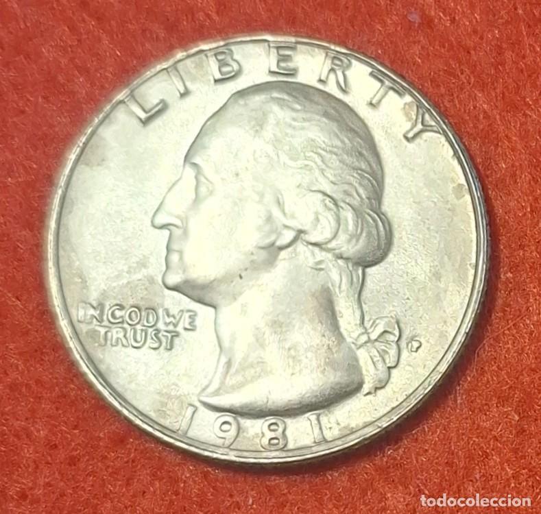Monedas antiguas de Am&eacute;rica: MONEDA DE ESTADOS UNIDOS 1981 - 1/4 DE D&Oacute;LAR, CECA P - COBRE REVESTIDO DE COBRE-N&Iacute;QUEL