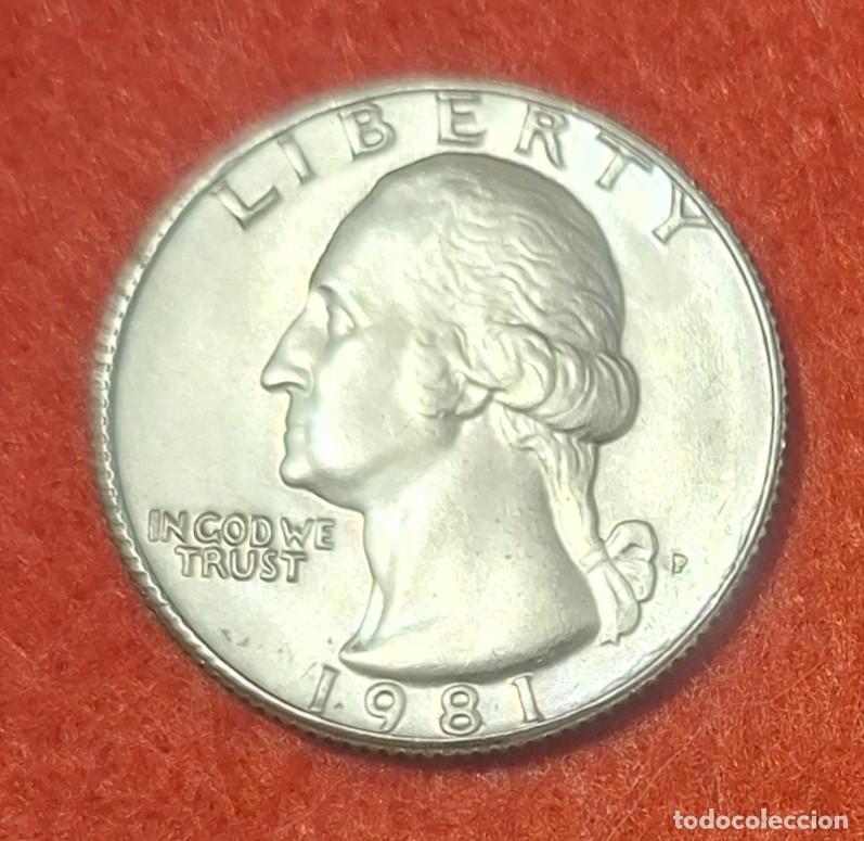 Monedas antiguas de Am&eacute;rica: MONEDA DE ESTADOS UNIDOS 1981 - 1/4 DE D&Oacute;LAR, CECA P - COBRE REVESTIDO DE COBRE-N&Iacute;QUEL-2